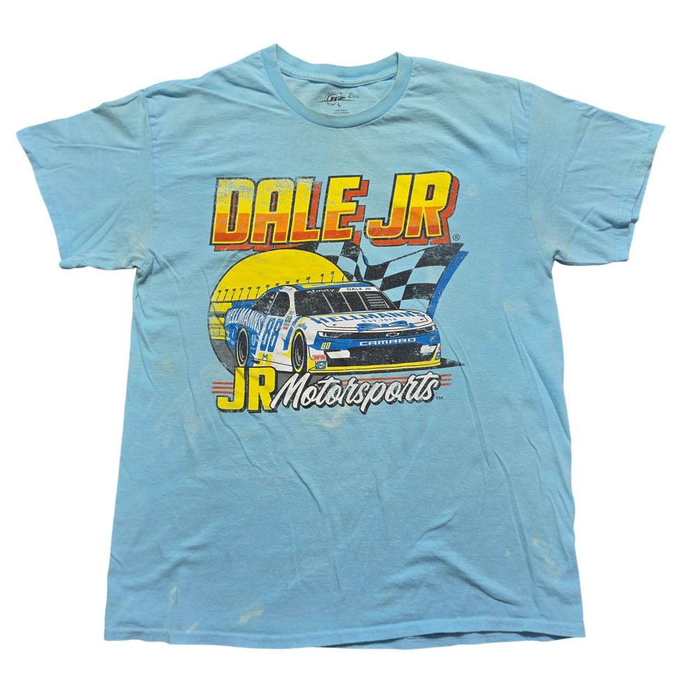 Distressed Tee Mens Large Blue Motorsports Dale Jr #88 Camaro Racing Shirt